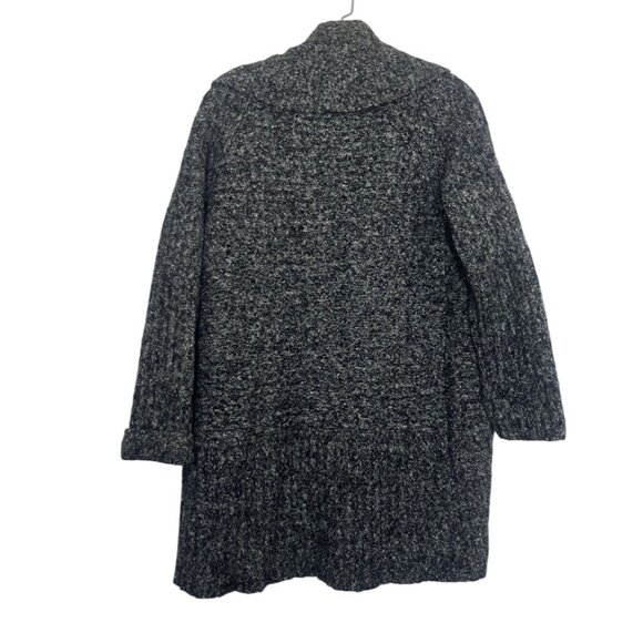 Talbots Open Front Cardigan Sweater Small Petite SP Black White Alpaca Blend - Picture 2 of 6